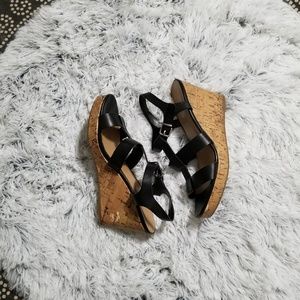 Franco Sarto Mendoza black wedge sandals size 10M